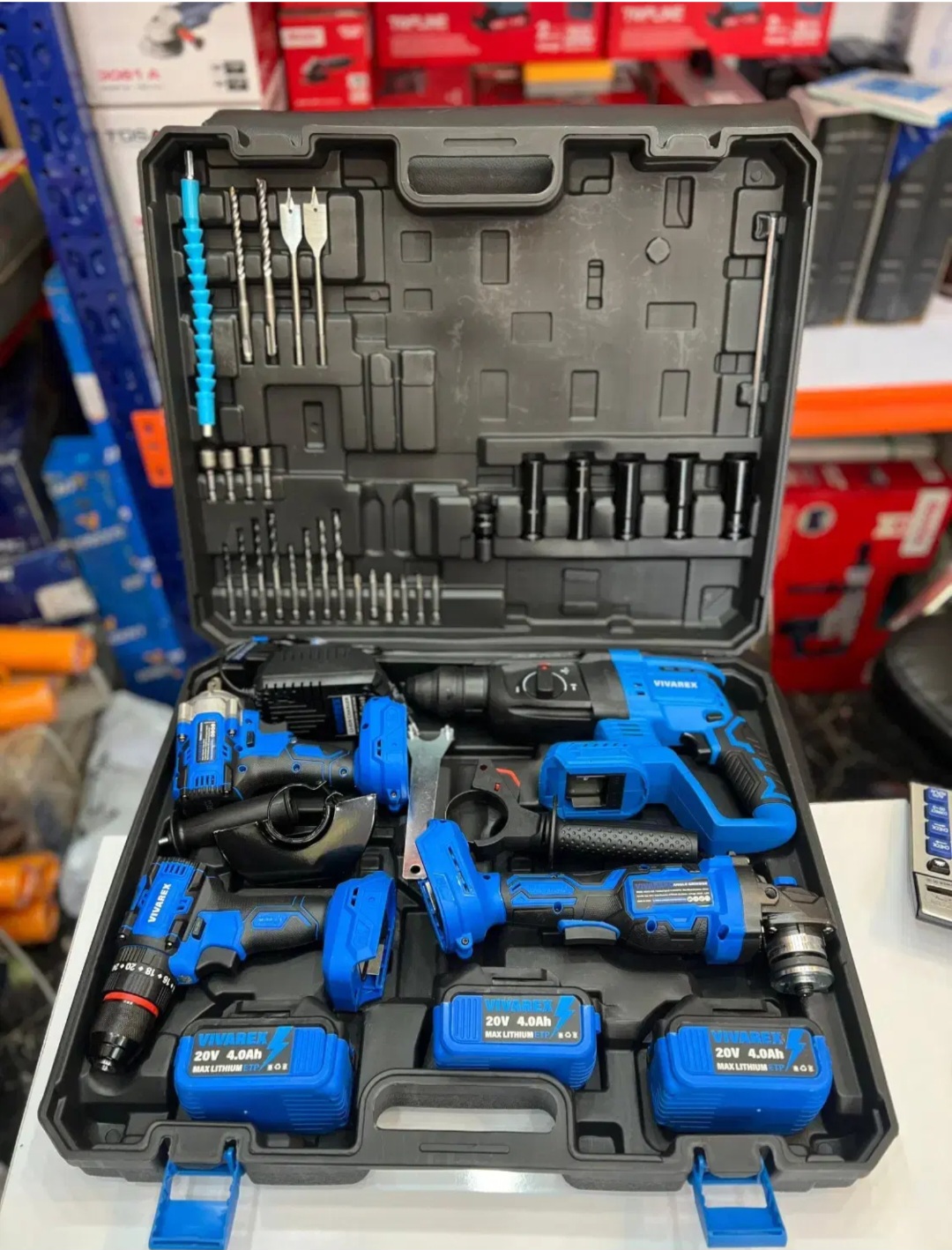 کیت شارژی ویوارکس مدل VR2404-BCK مجموعه ۴ عددی با ۳ باتری ۲۰ولت